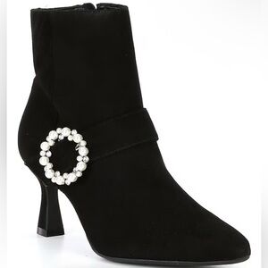 NWOT ALEX MARIE Marilyn Suede Pearl Buckle Booties